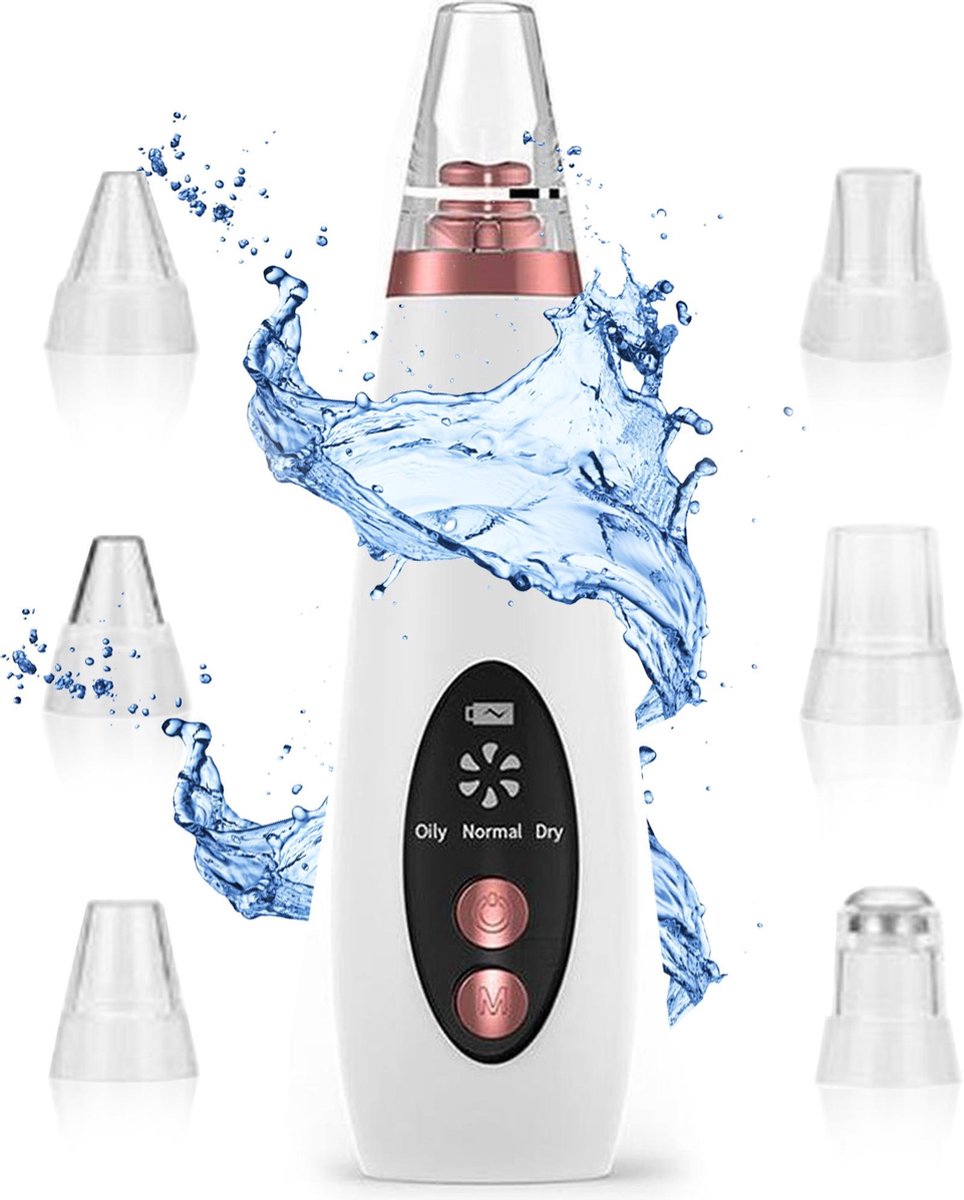 Premium Blackhead Remover | Poriënreiniger | Mee-eters verwijderen | Acne | Comedonenlepels | Gezichtsborstel | 6 opzetstukken