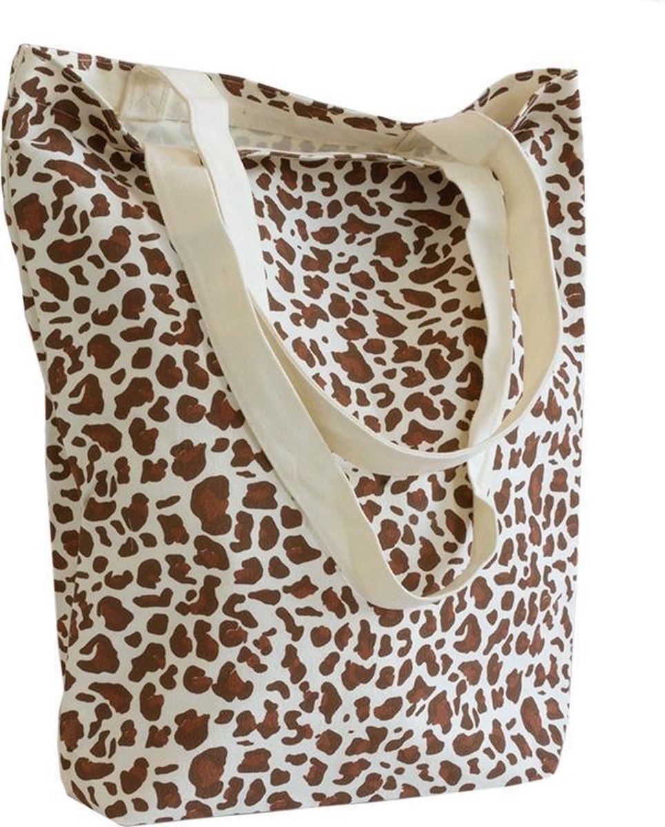 10x canvas shopper Luipaard Beige
