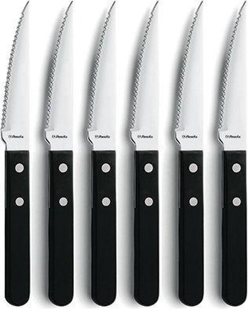 Amefa Steak Pizza - Steakmes  - RVS - (Set van 12) en Yourkitchen E-kookboek