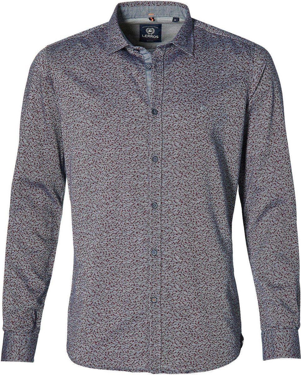 Lerros Overhemd - Modern Fit - Bordeaux - 3XL Grote Maten
