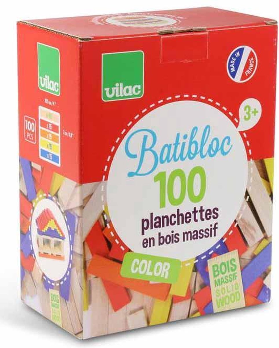 BATiBLOC-classic 100 natuurlijke kleurrijke houten plankjes