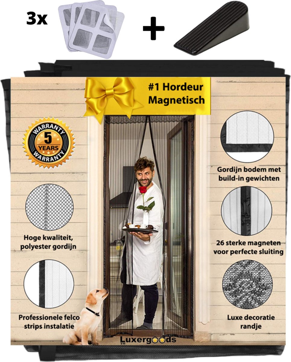 Luxergoods Vliegengordijn Magnetisch - 100 x 230 cm - Zwart