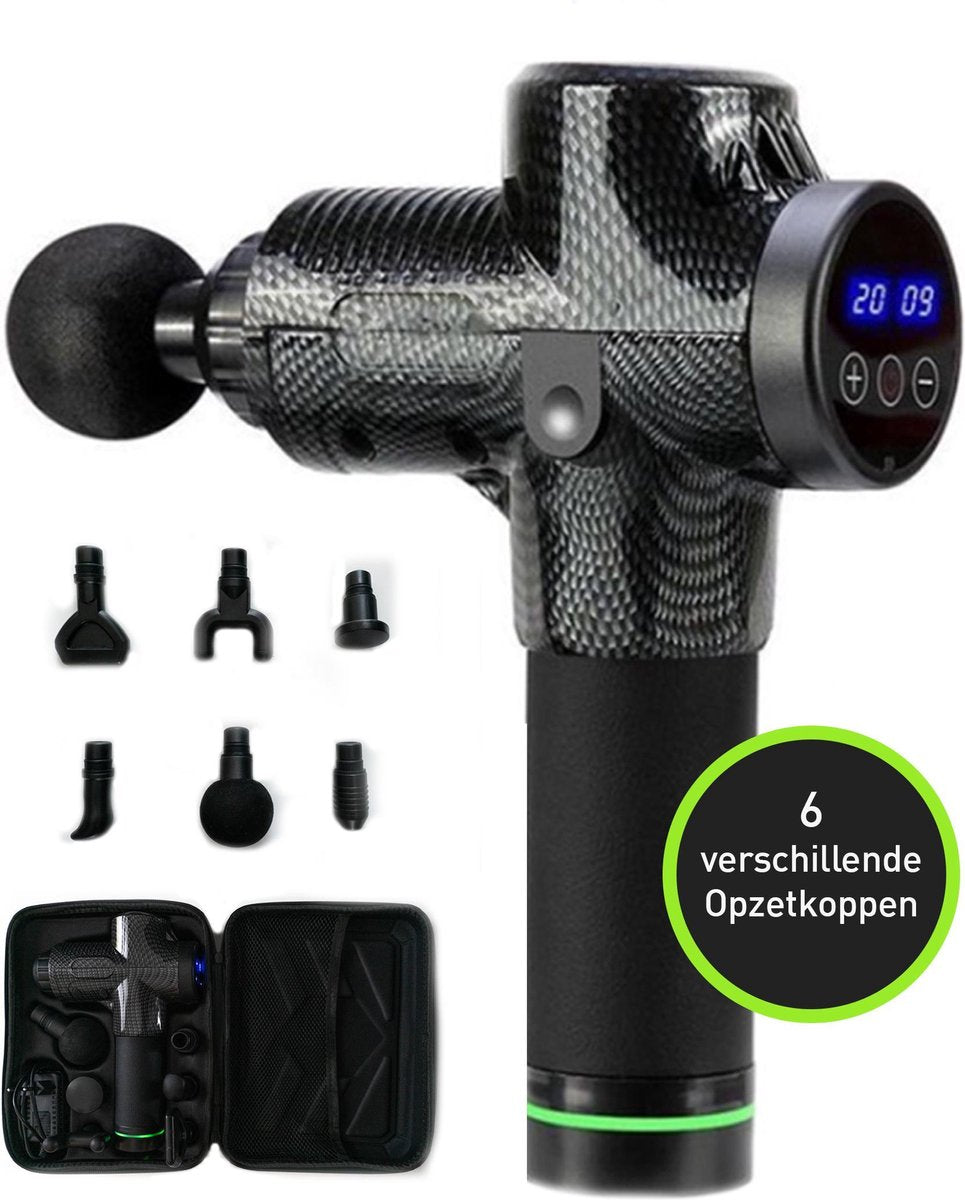 Massagegun S4 versie  - Inclusief 6 verschillende opzetstukken en opbergkoffer