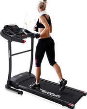 Luxe Loopband inklapbaar - Evogym R-50s hardloopband - Loopband fitness - Met Bluetooth Speakers - Hartslagmeting - USB oplader - iPad steun - Verstelbare hellingshoek - 12.8km/h - Inklapbaar - Nu met gratis vloerbescherming mat - Matzwart/ Wit