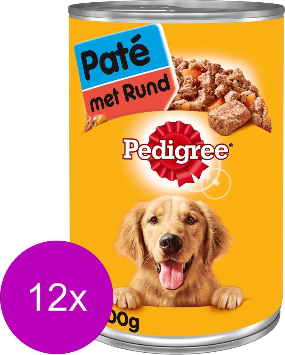 Pedigree Blik Hondenvoer Adult Pate - Rundvlees - 12 x 400 gr