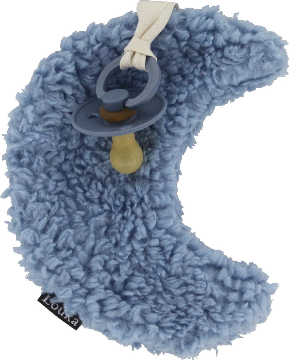 Louka speendoekje maan blauw - meisje - jongen - teddy katoen - speenknuffel - excl. Bibs speen