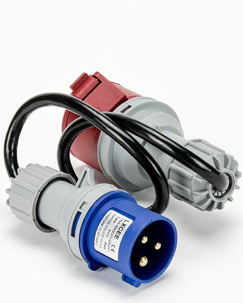 Soolutions CEE blauw 16A (m) naar CEE rood 16A (v)