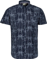 Palm Print S/slv Shirt1a3767 5980 Blue Aop W/grey