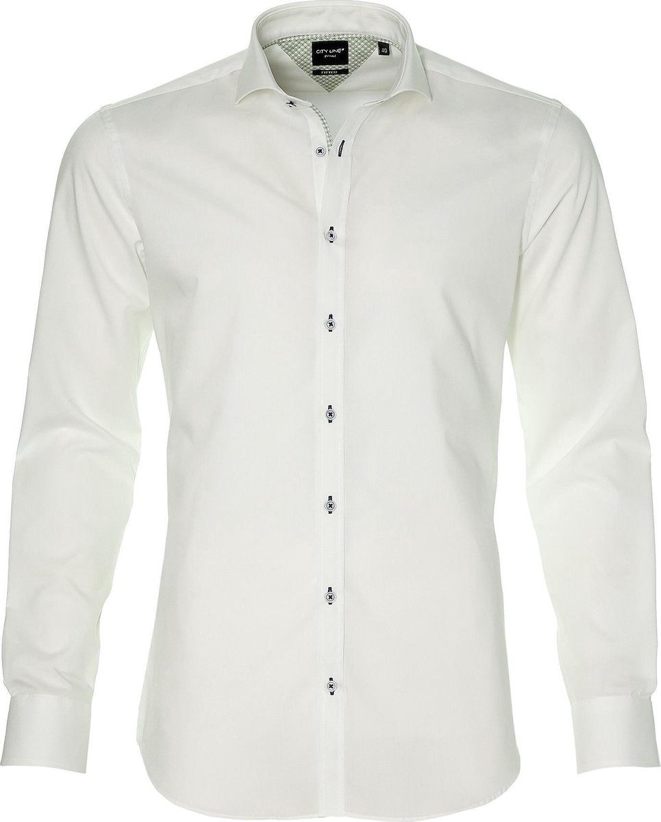 City Line By Nils Overhemd - Body Fit - Wit - 41