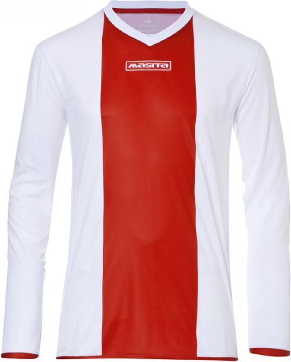 Masita sportshirt lange mouw  - Wit-rood - maat 140