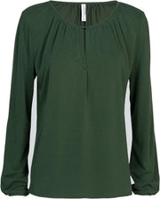 Top long slv gathered - Deep Green