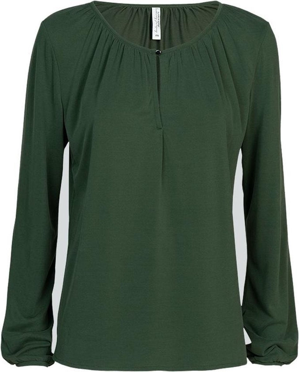Top long slv gathered - Deep Green