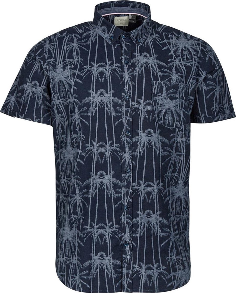 Palm Print S/slv Shirt1a3767 5980 Blue Aop W/grey