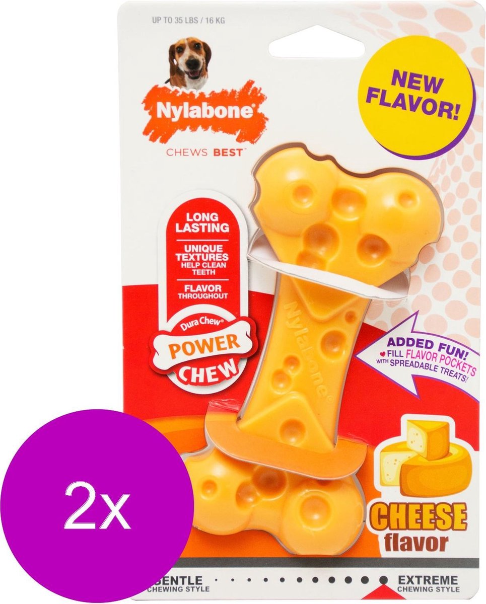 Nylabone Durachew Cheese Bone Geel - Hondenspeelgoed - 2 x Wolf Tot 15kg