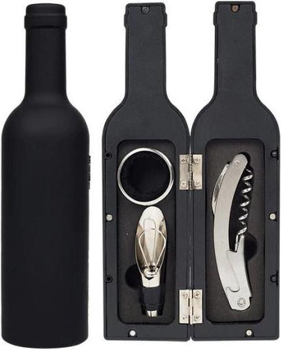Aretica Wijn geschenk set 5 delig - Cadeau set - Schenktuit - Wijnstopper - Kurkentrekker - Anti-druipring en Foliesnijder - Mooie cadeauverpakking - Wijnfles