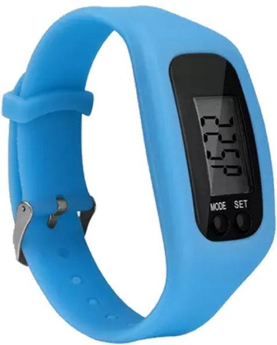 Fako® - Horloge - LCD - Stappenteller - Gesp - Lichtblauw