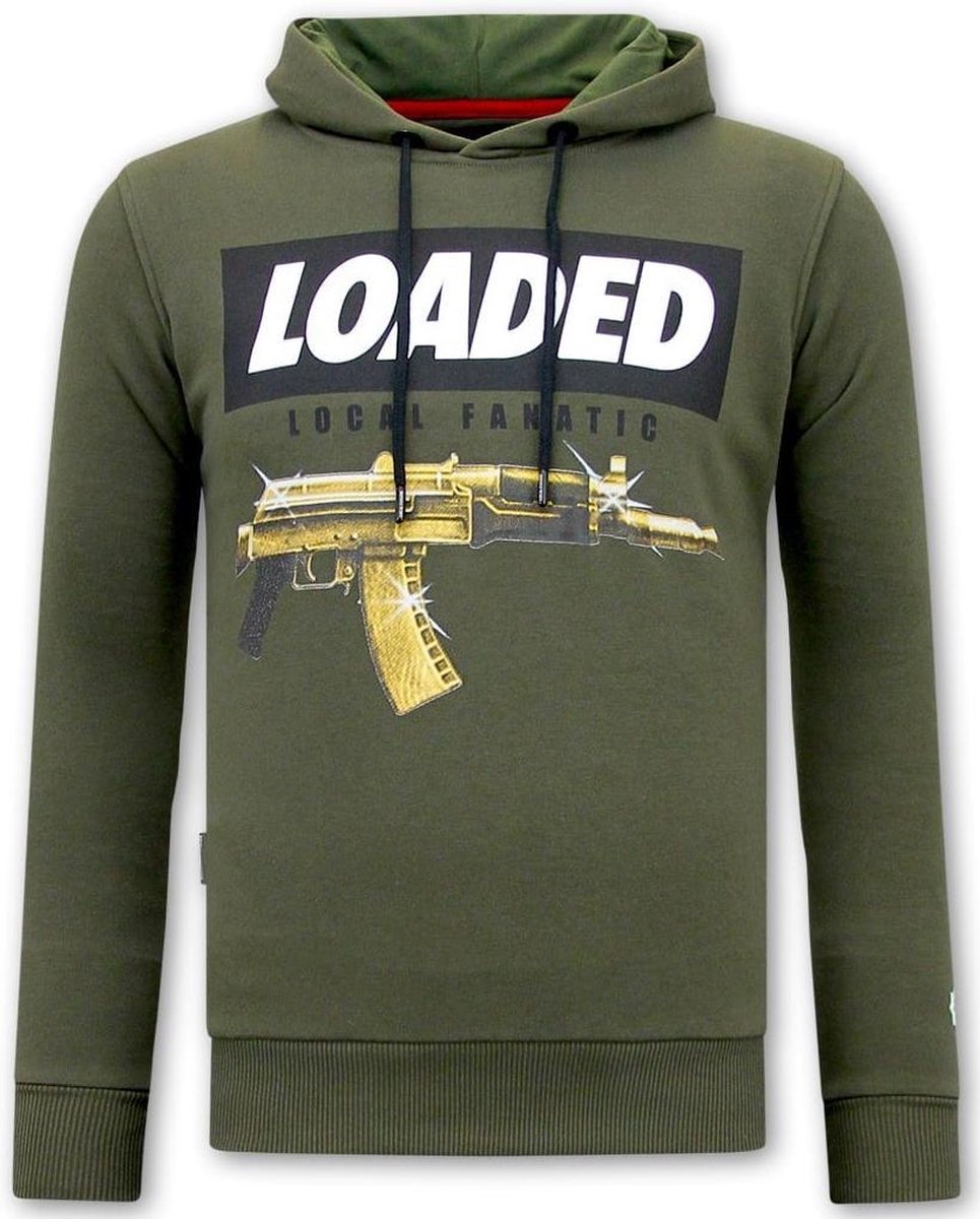 Local Fanatic Hoodie Heren Print - Loaded Gun - Groen - Maten: L