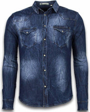 Enos Denim Shirt - Spijkerblouse Slim Fit - Vintage Washed - Blauw - Maat: XS