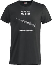 #wantmyvaccine T-shirt met opdruk Covid 19 vaccinatie keuze – ronde hals – zwart - unisex - L