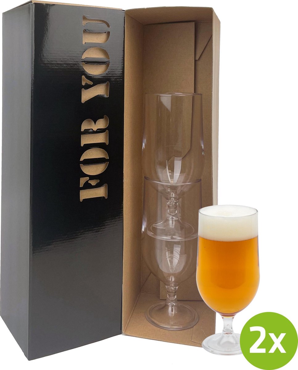 2x Bierglas Berlijn 28cl cadeauset | Onbreekbare kunststof / plastic drinkglazen