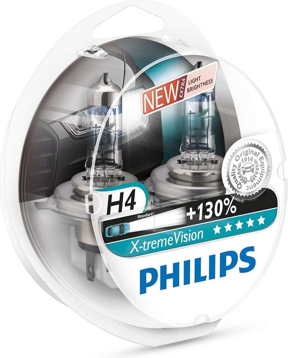 Philips X-tremeVision - Auto Koplamp H4 - 12V 55/60W - 2 Stuks