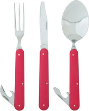 Ferrino Bestekset Cutlery Clip 15 Cm Zilver/rood 3-delig