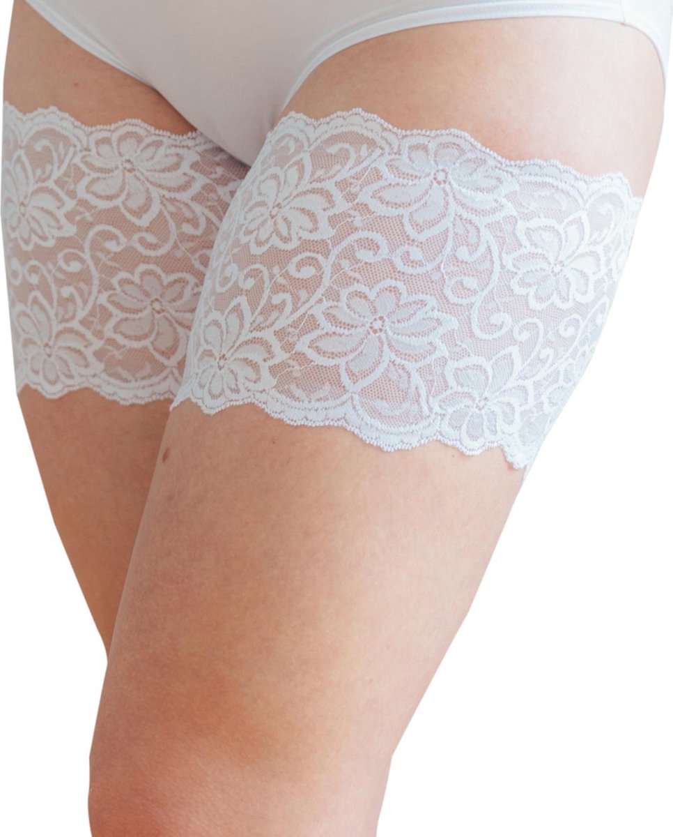 Bandelettes – Model Dolce - Kanten Elastische Dijenbanden - Wit - Maat A