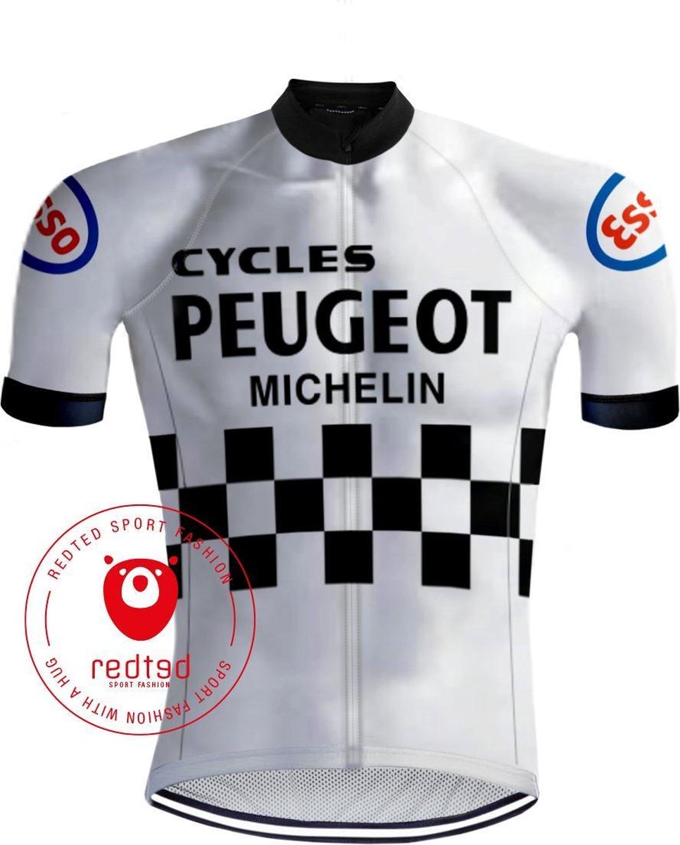 Retro Wielershirt Peugeot Wit-Zwart REDTED(M)