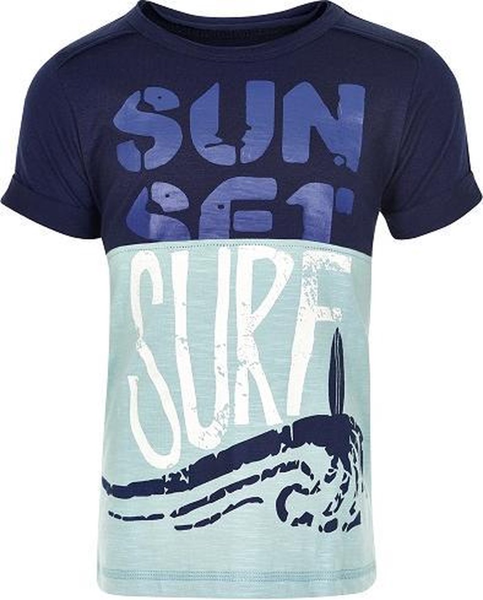 Minymo - jongens T-shirt - wave - blauw - Maat 110