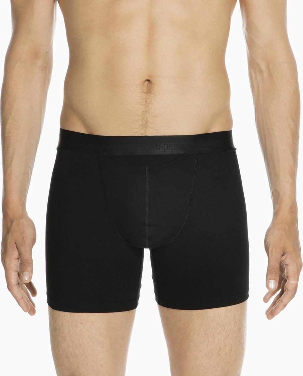 HOM HO1 Zwarte Lange Boxershorts Met Horizontale Gulp Modal En Katoen - S