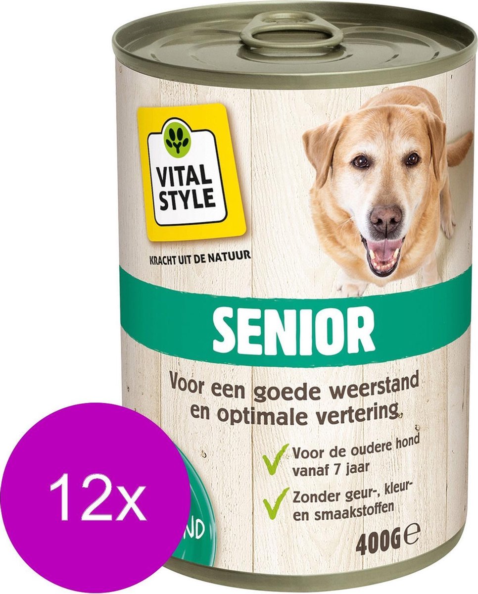 Ecostyle Blik Vitaal Vlees Senior - Hondenvoer - 12 x 400 g