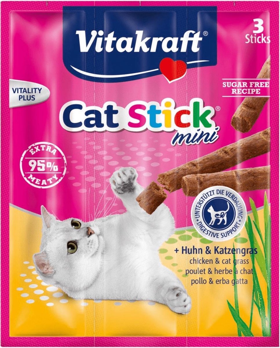 Vitakraft cat-stick mini kip / kattengras
