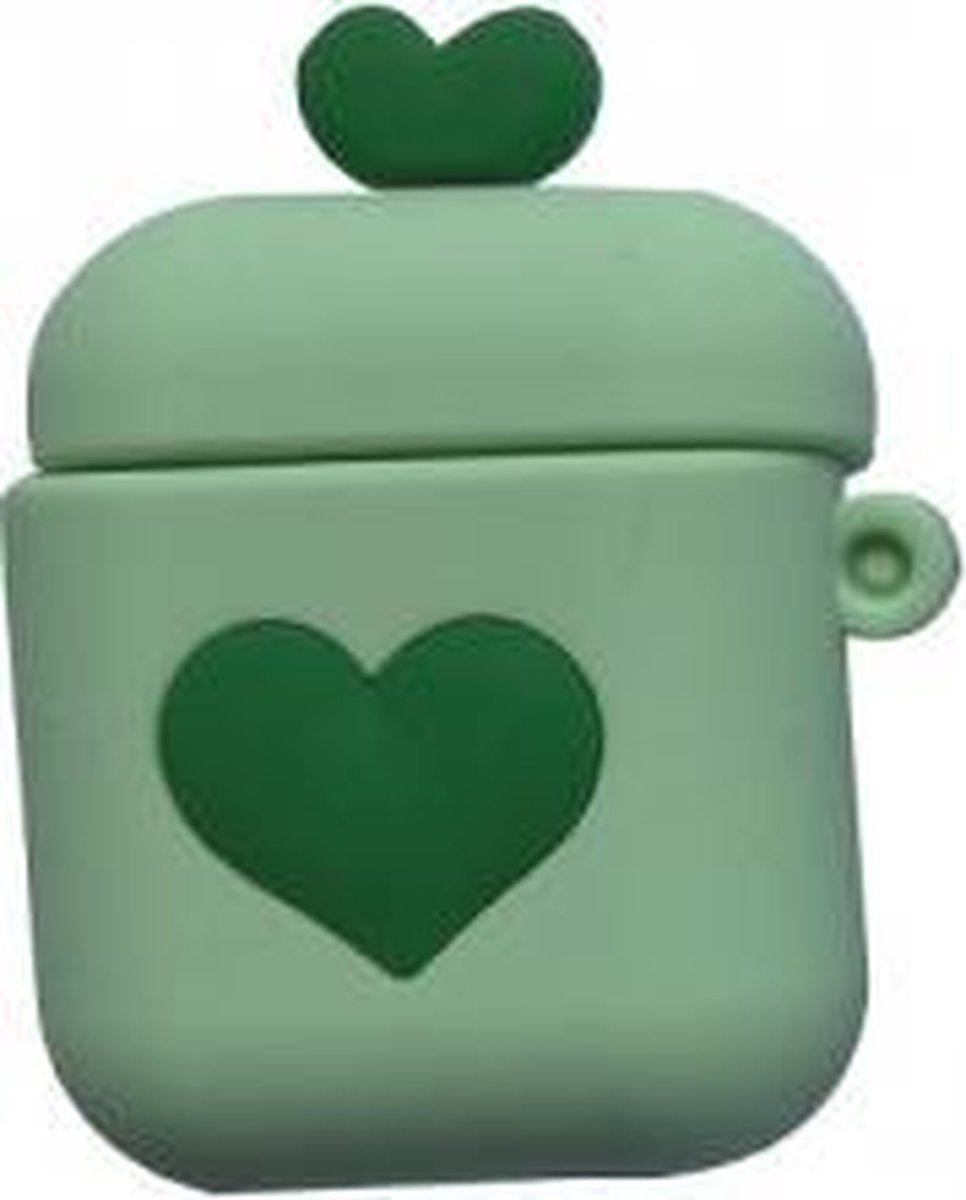 Hidzo Hoes voor Apple's Airpods 1/2 - Hartje - Groen - Siliconen