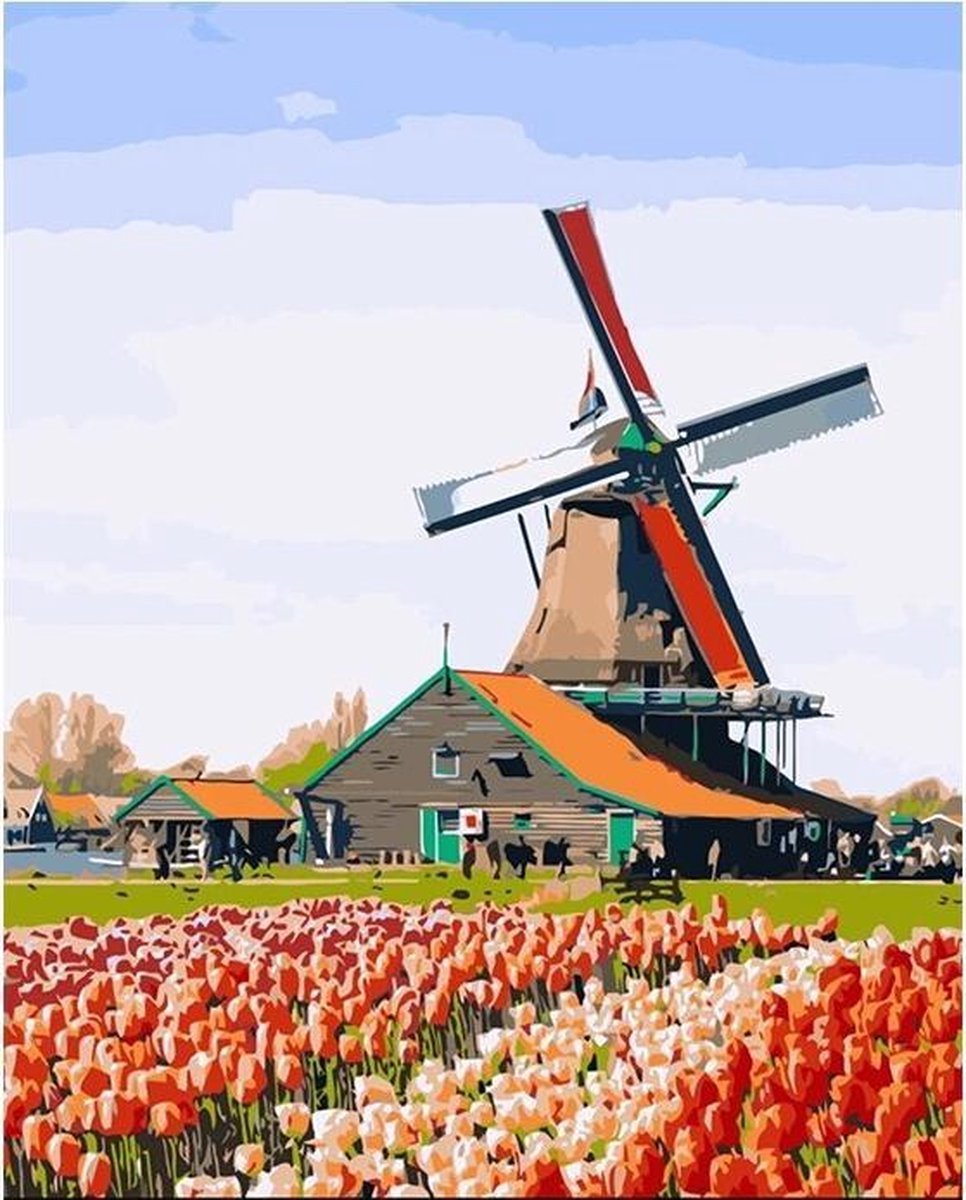 Schilderen op nummer "JobaStores®" Molen 40x50cm