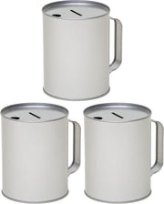 3x Zilveren blanco collectebussen 10 x 13 cm - Inzamelingsactie/goede doelen spaarpot van metaal