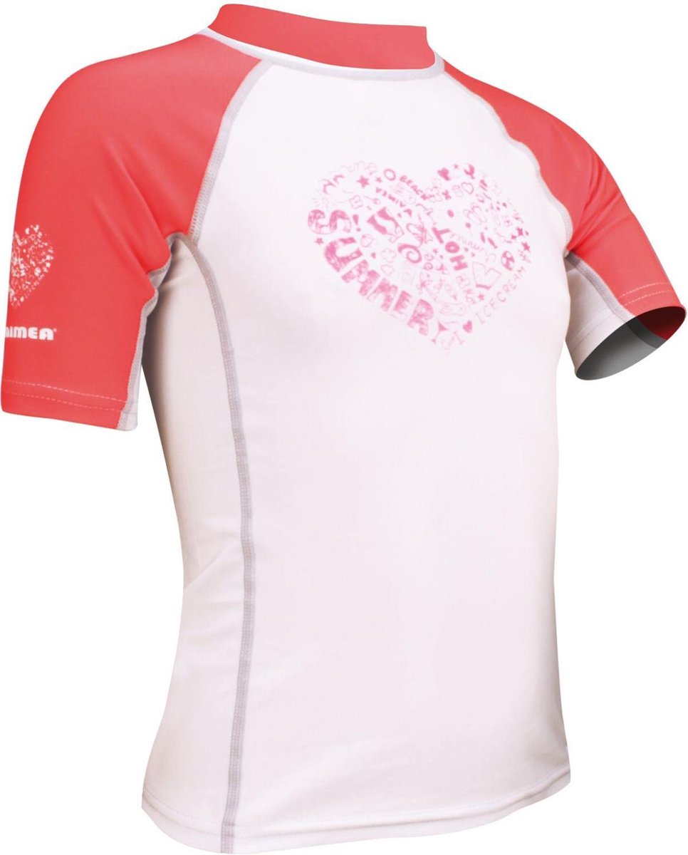 Waimea UV Shirt Meisjes - Korte Mouw - Wit/Fuchsia/Grijs - 140