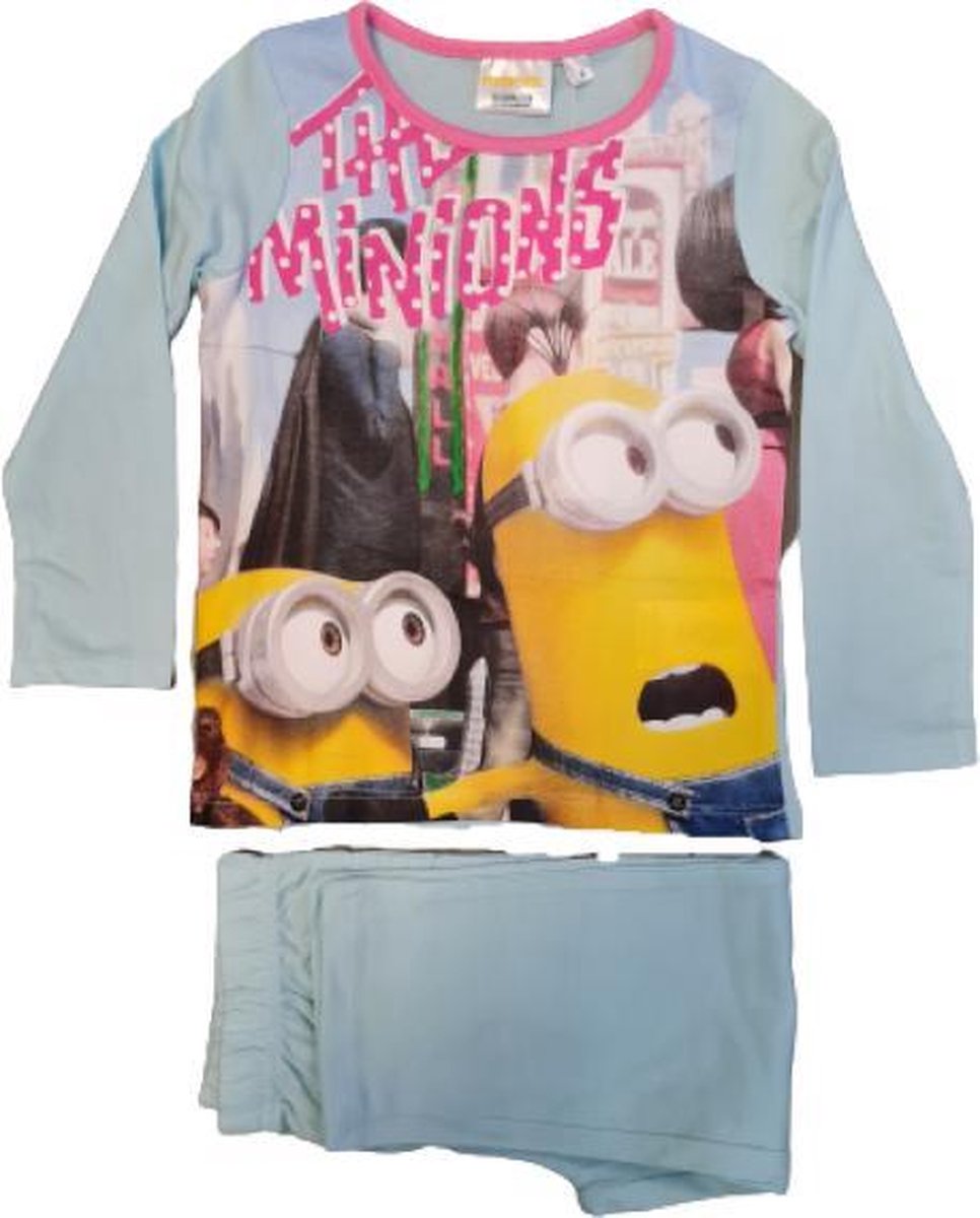 Minions - 2-delige Pyjama-set - Model "Minions in Las Vegas" - Blauw - 128 cm - 8 jaar
