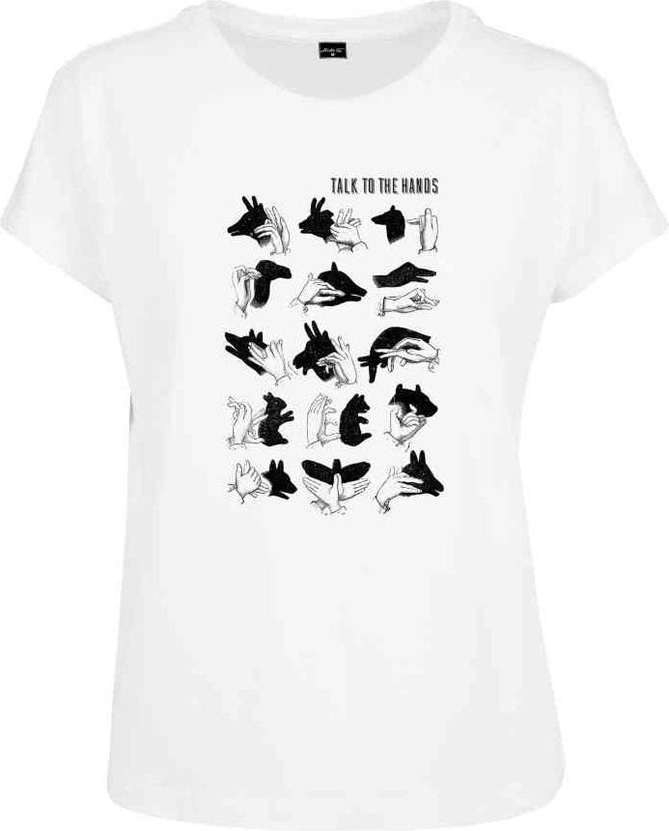 Urban Classics Dames Tshirt -S- Talk To The Hand Box Wit
