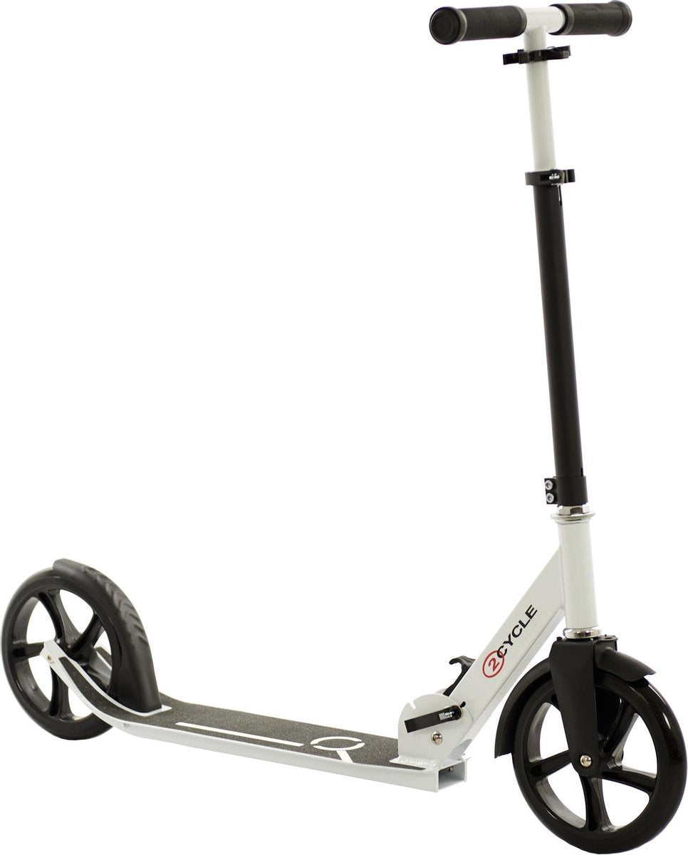 2Cycle Step - Aluminium -  Grote Wielen - 20cm -Zwart-Wit - Autoped - Scooter