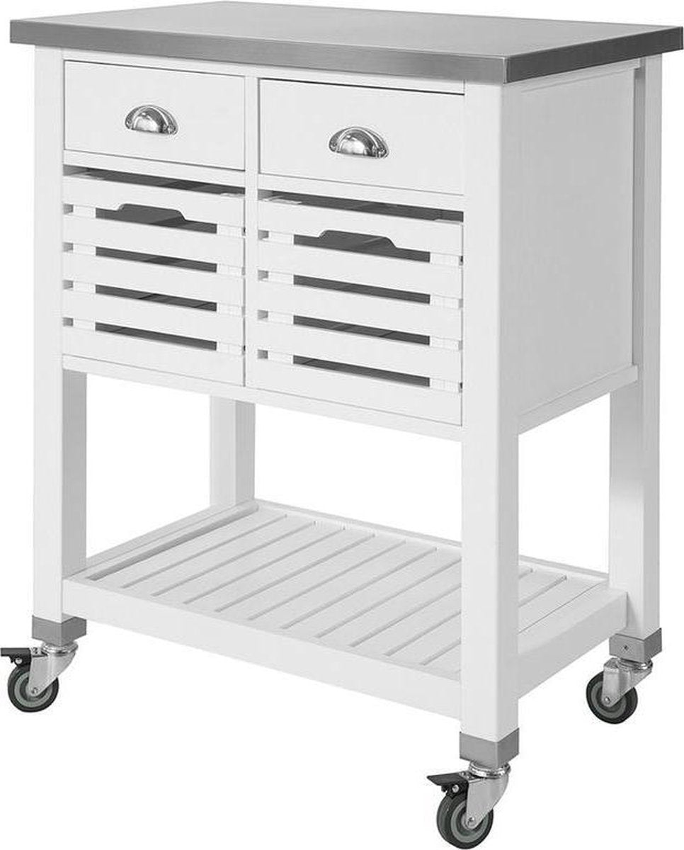 Simpletrade Keukentrolley - Serveerwagen - 2 manden - 2 lades - Hout - 73x92x46 cm