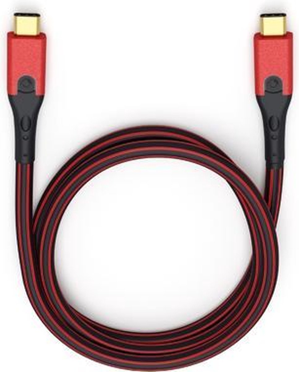 Oehlbach USB Evolution CC USB 3.2 Gen 1 (USB 3.0) Aansluitkabel [1x USB-C stekker - 1x USB-C stekker] 3.00 m Rood/zwart Vergulde steekcontacten