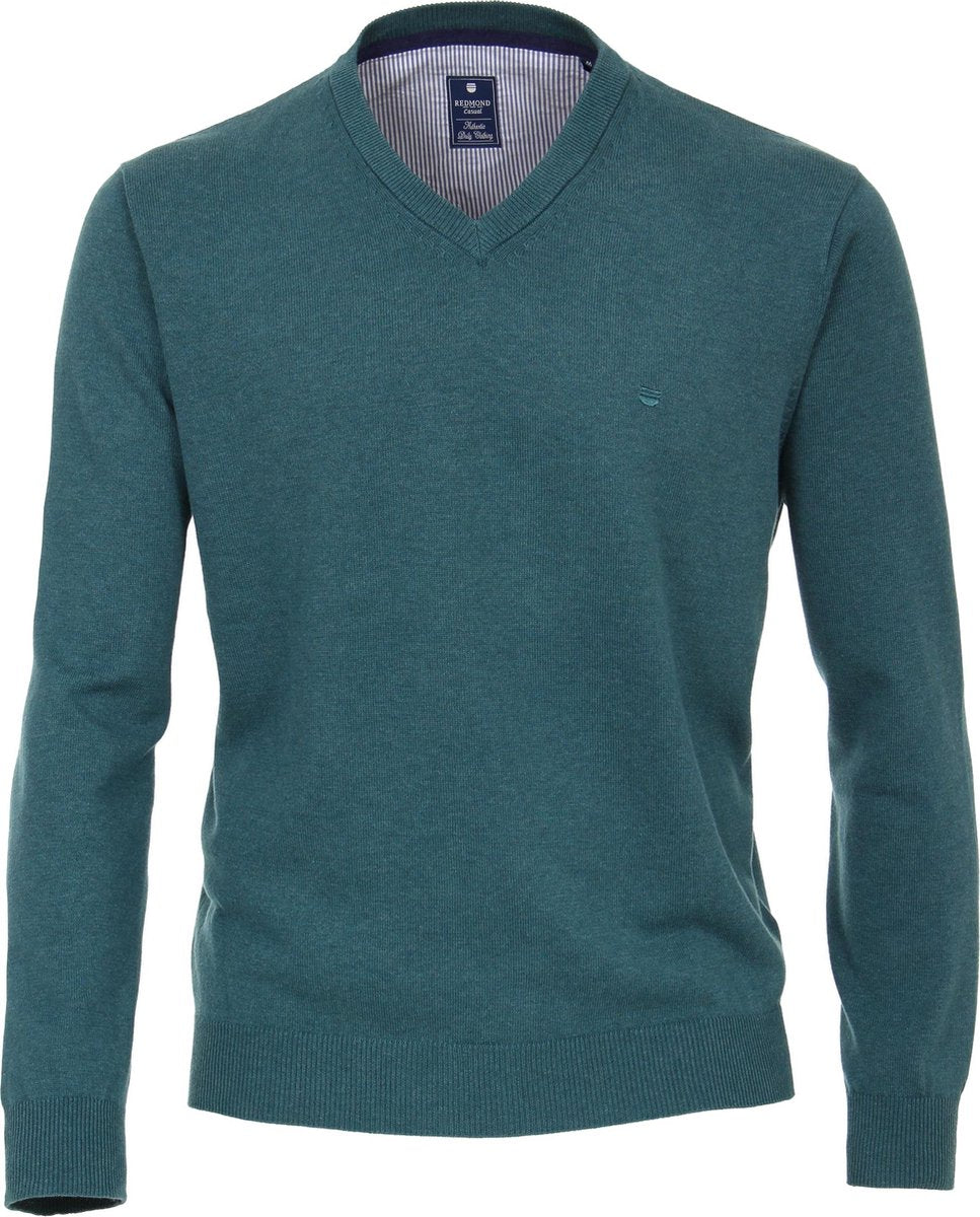 Redmond heren trui katoen - V-hals - donker turquoise -  Maat XXL