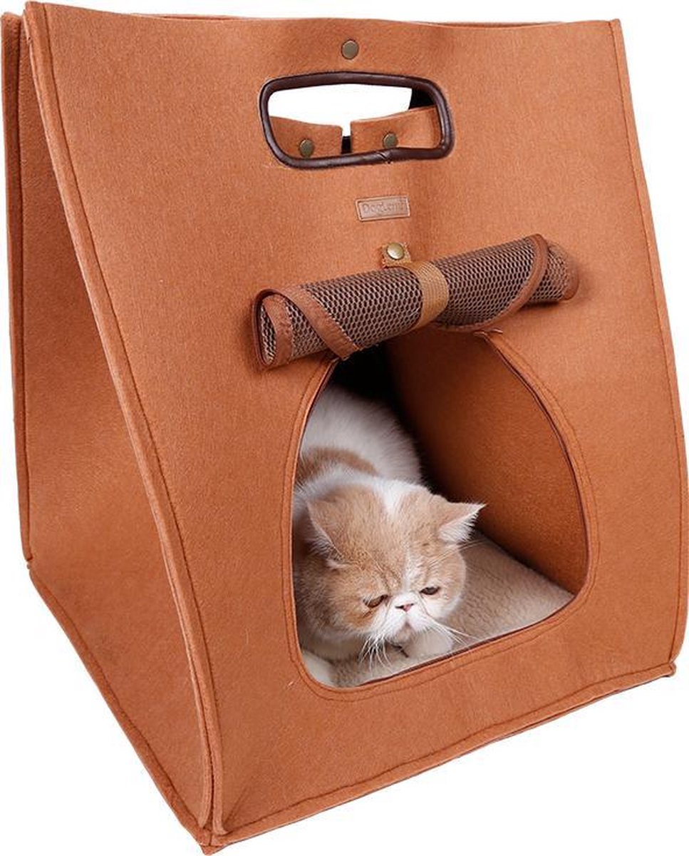 Handige 3 in 1 honden - katten Draagtas - Mand - Kennel - 40 x 40 x 48 cm - BRUIN