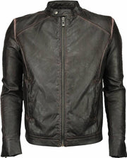 Yole Imitatie Leren Jas - Kunstleer Heren Jack - Street Wear - Bruin/Zwart - M