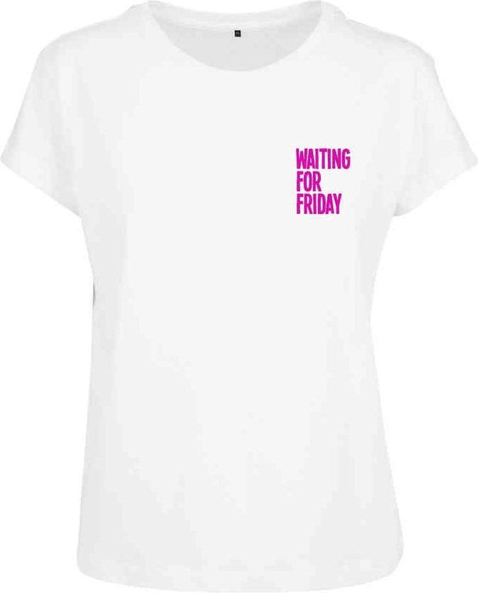 Urban Classics Dames Tshirt -XL- Waiting For Friday Box Wit/Roze