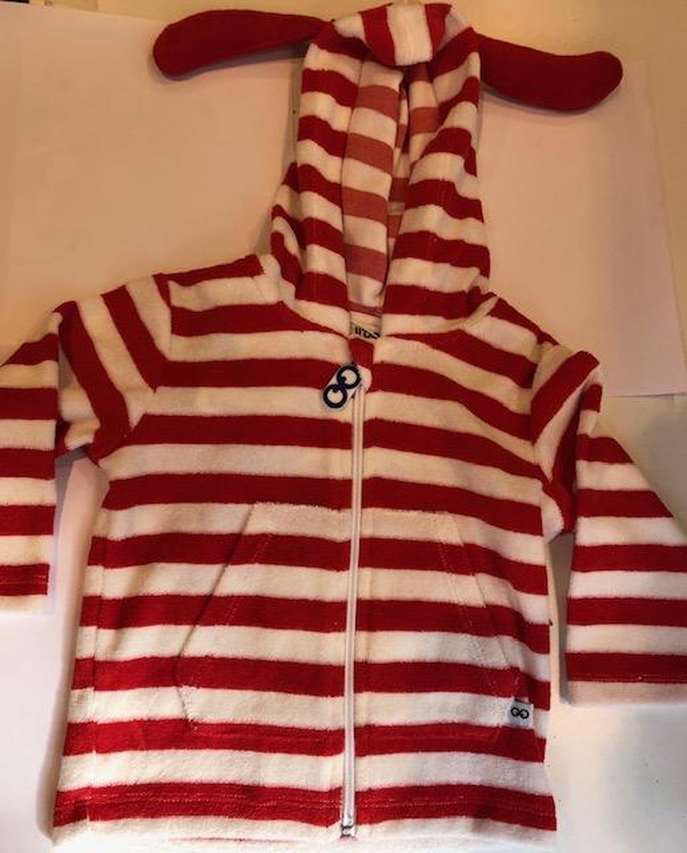 Woody - Jas unisex rood-wit gestreept - 6m