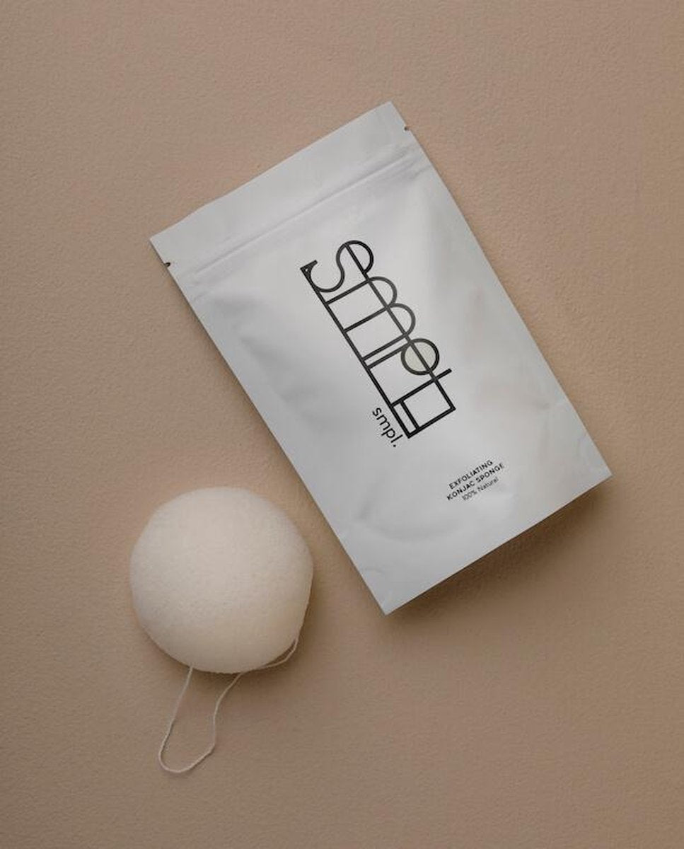 SMPL Natuurlijke  Konjac Spons - Vegan - Witte Konjac spons - 1 stuk - Natuurlijke Gezichtsreiniging - Gezichtsspons