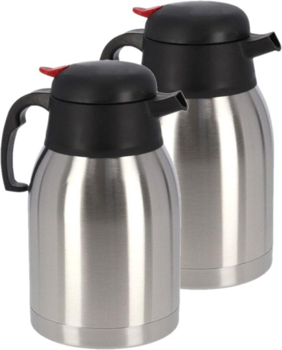 2x Koffie/thee thermoskan RVS 1