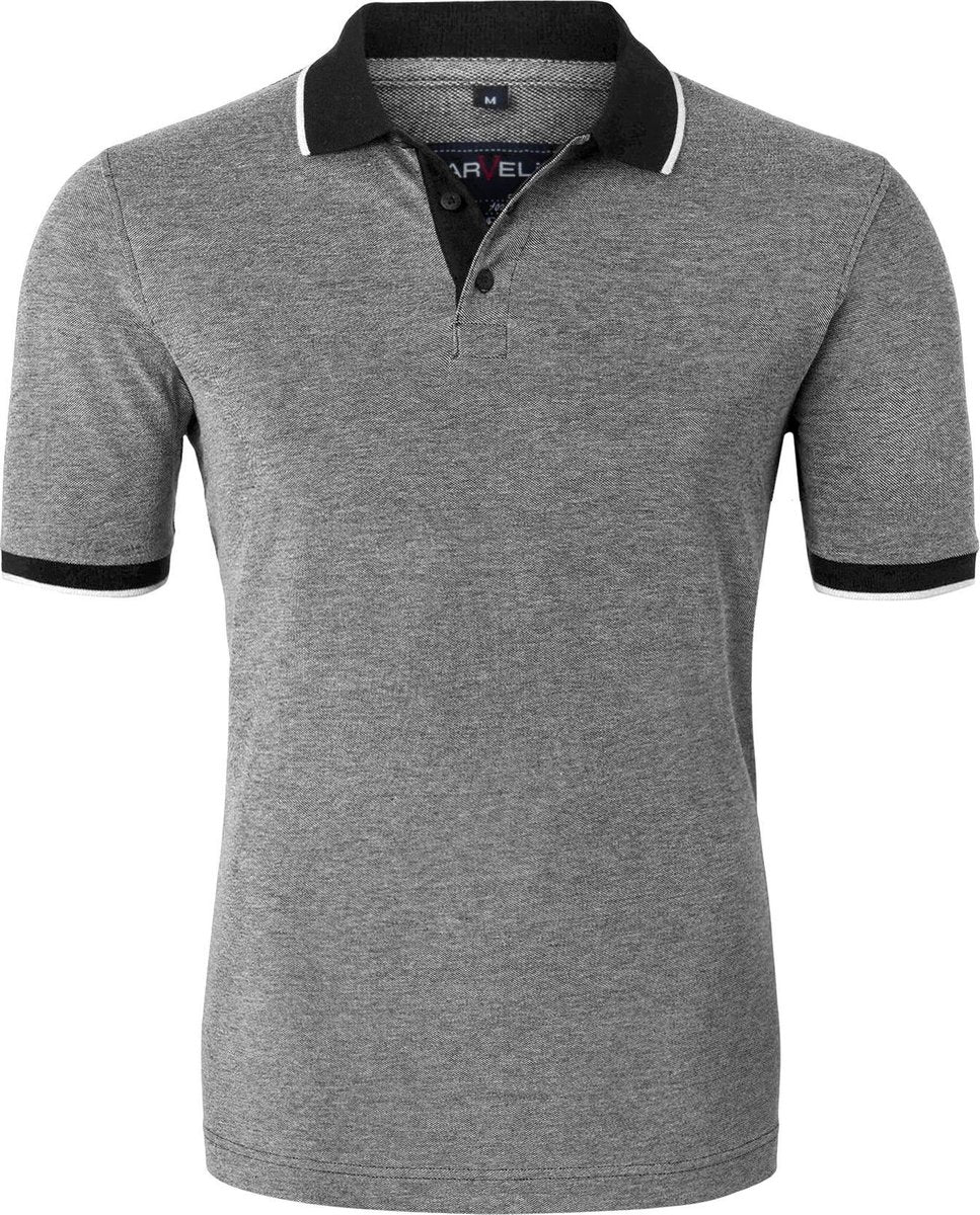 Marvelis Modern Fit poloshirt - zwart-wit melange -  Maat: 4XL