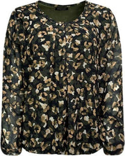 Pink Lady dames blouse oker/zwart print - maat S